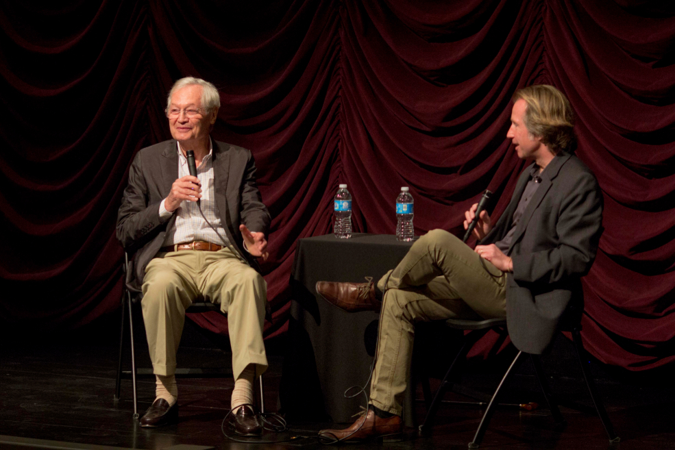 Roger Corman and IU Cinema Founding Director Jon Vickers onstage during Corman's visit.